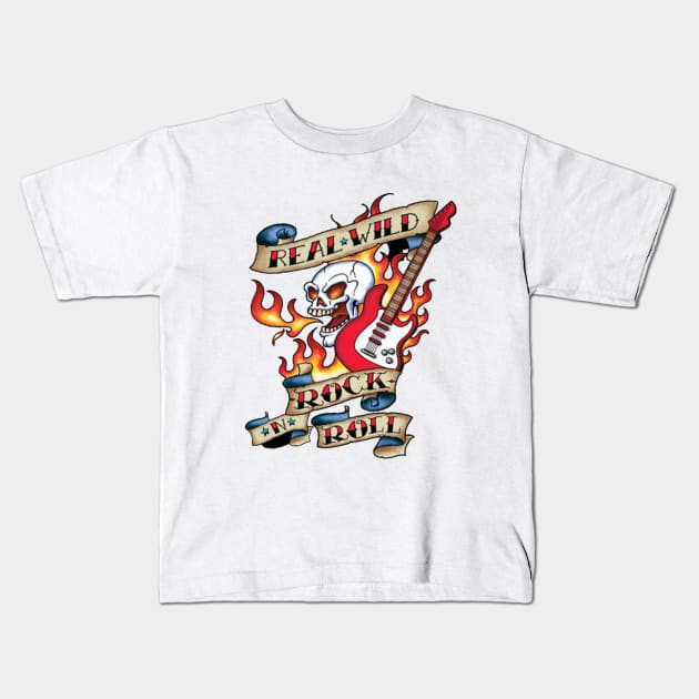 Real Wild Rock ‘n’ Roll Tattoo Kids T-Shirt by PLAYDIGITAL2020